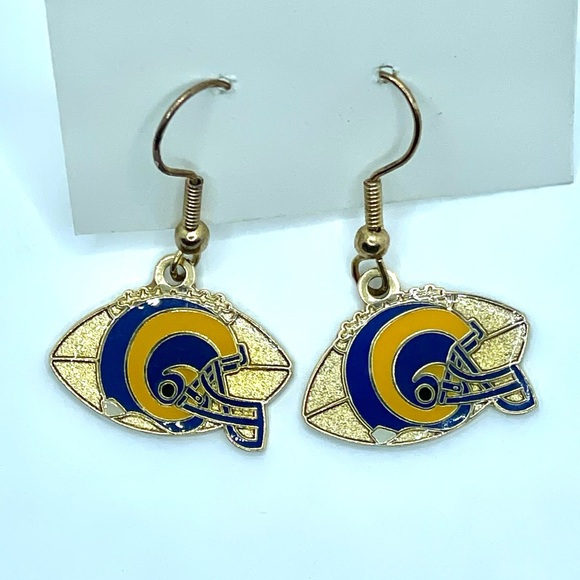 Unique Rams 1999 NFLP Dangle Earrings Gold Tone - Picture 4 of 5